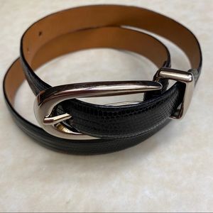 The Limited Black Leather Reptile Embossed belt